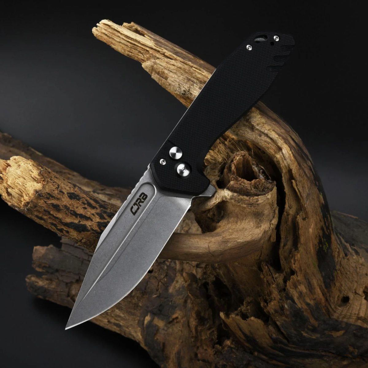 CJRB KNIVES  RIFF, AR-RPM9 STONEWASHED POWDER STEEL BLADE  AND  BLACK G10 HANDLE  - 3