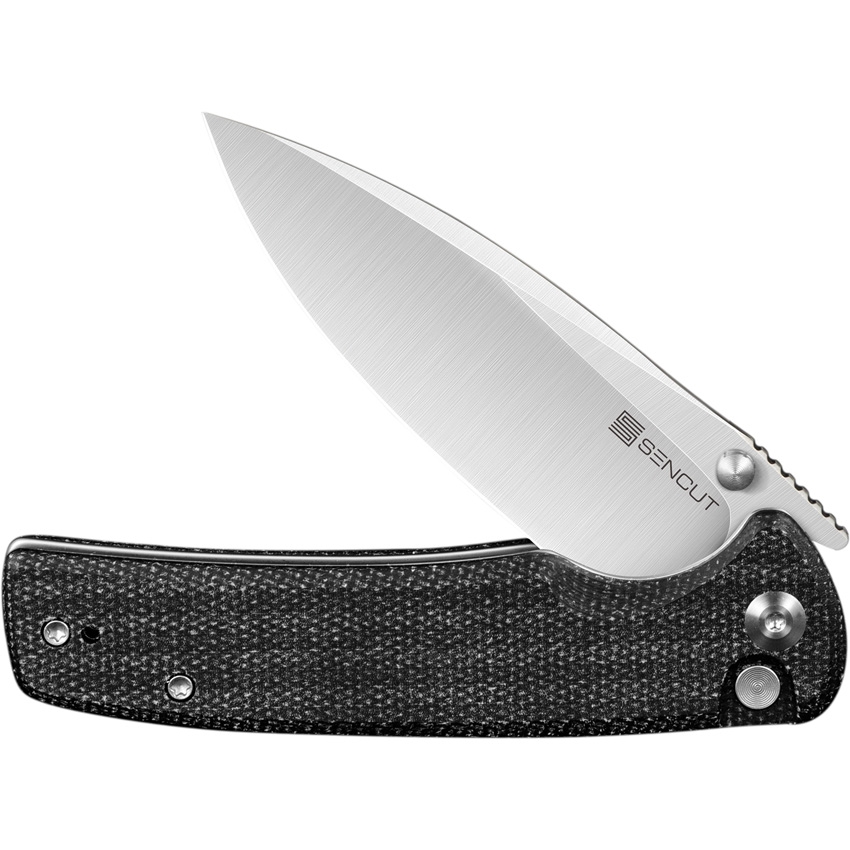 Sencut, Crowley, Button Lock, Black Micarta Handle, Stonewashed - 1