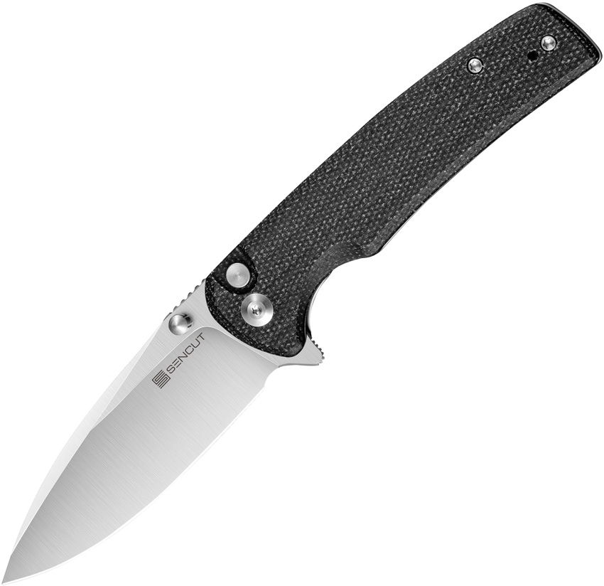 Sencut, Crowley, Button Lock, Green Micarta Handle,  Black Stonewashed - 6