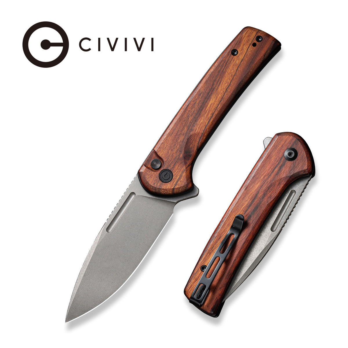 Civivi Knives, Conspirator, Flipper Buttonlock, Wooden Handle  - 1