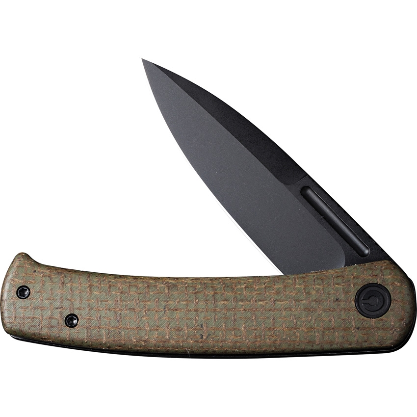 CIVIVI Knives, Cetos Flipper Knife,  Black Stonewashed Blade, Green Micarta Handles.  - 2