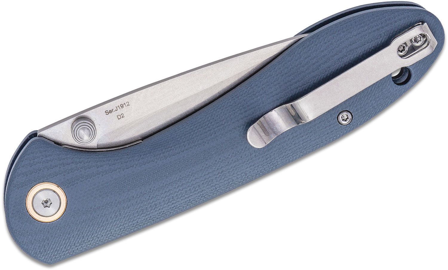 CJRB, Feldspar, Linerlock, Blue-Gray contoured Handle.  - 7