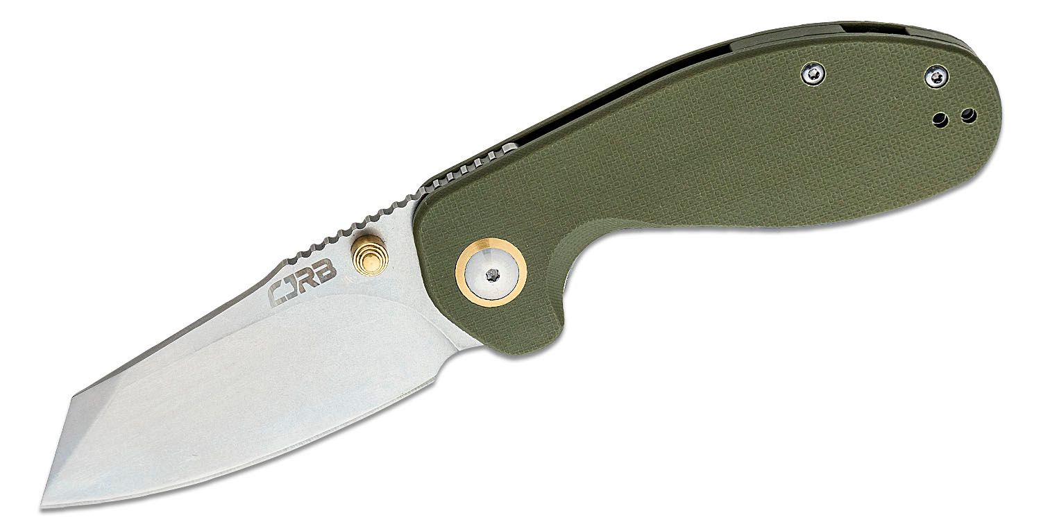 CJRB Cutlery,  MAILEAH Large,  J1918L, Satin AR-RPM9 BLADE, Green Handle - 1