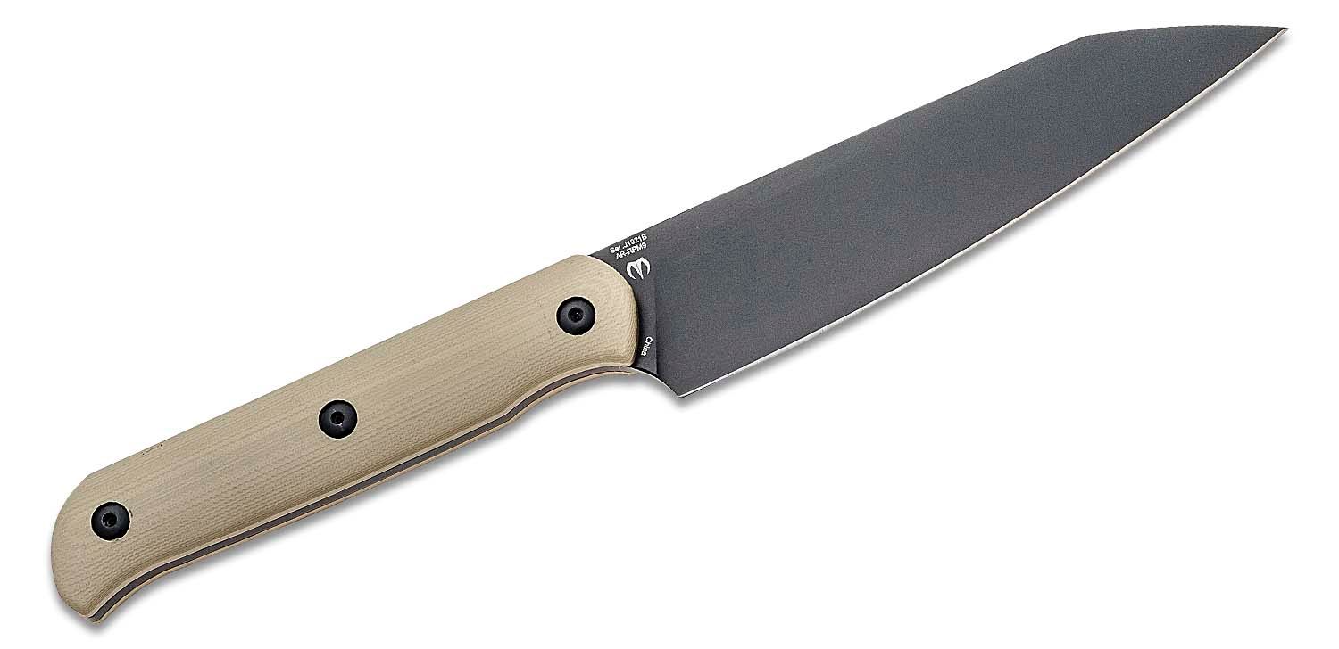 CJRB Cutlery, Silax, AR-RPM9 POWDER STEEL BLACK BLADE , BEIGE G10 HANDLE FIXED BLADE  - 2