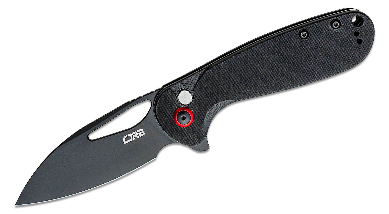 CJRB Cutlery Lago Flipper Knife, AR-RPM9 Black Blade, Black G10 Handles   - 1