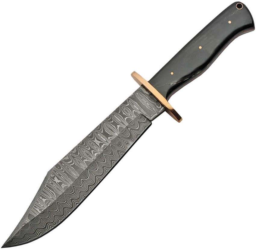 Damascus, Black Smooth Bone Bowie, DM1195