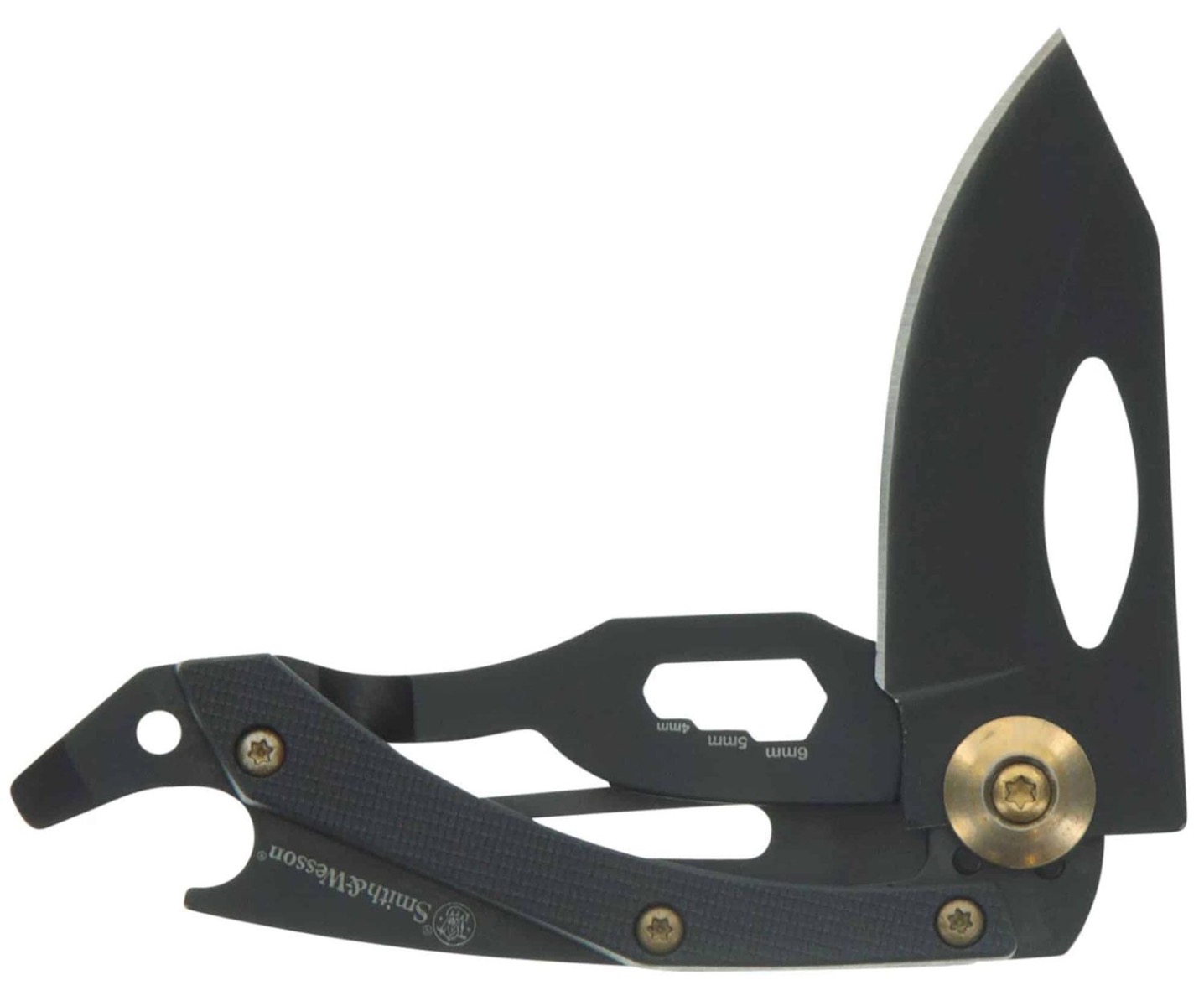 Smith & Wesson Multi-Tool Folding Knife 2" Black Reverse Tanto Blade, Black Stainless Steel Handles, Frame Lock  - 3