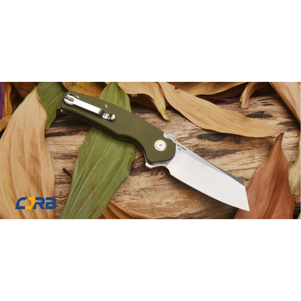 CJRB Cutlery, Crag, Liner Lock Knife Green Flat Handle, Recoil-Lock - 8