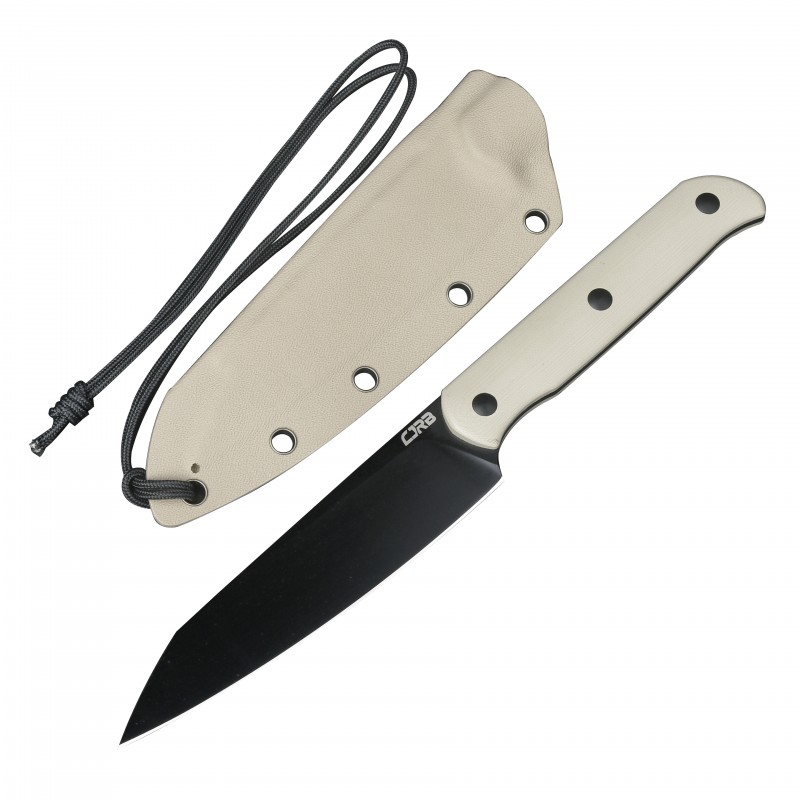 CJRB Cutlery, Silax, AR-RPM9 POWDER STEEL BLACK BLADE , BEIGE G10 HANDLE FIXED BLADE  - 5