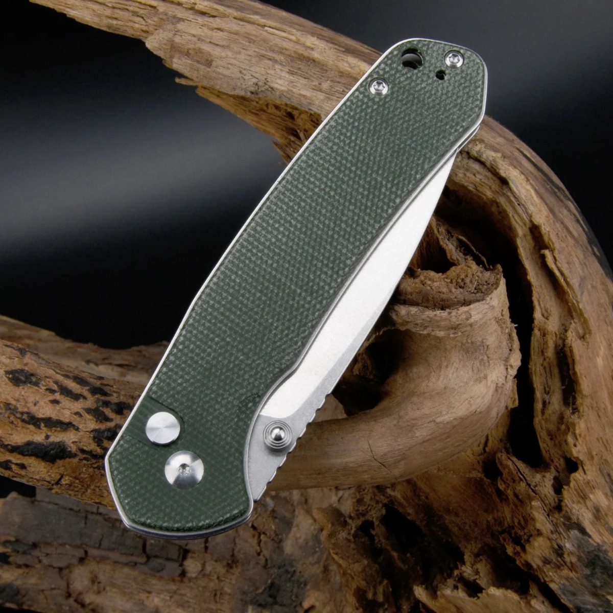 CJRB Cutlery, Pyrite Large, AR-RPM9, ODG Green Micarta handle, SW Blade - 4