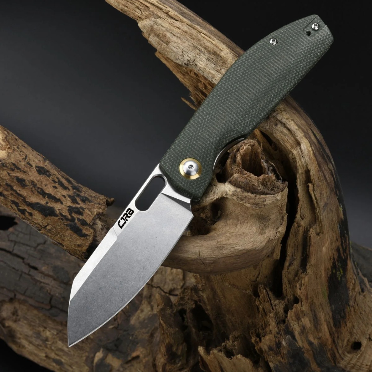 CJRB Cutlery, Ekko, Stonewashed, Green Micarta Handle, Linerlock - 5