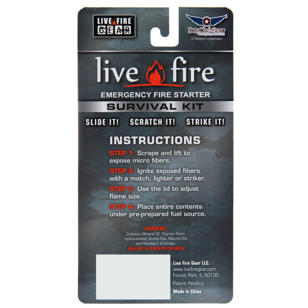 Live Fire Original, Emergency Firestarter, Single Pack - 7