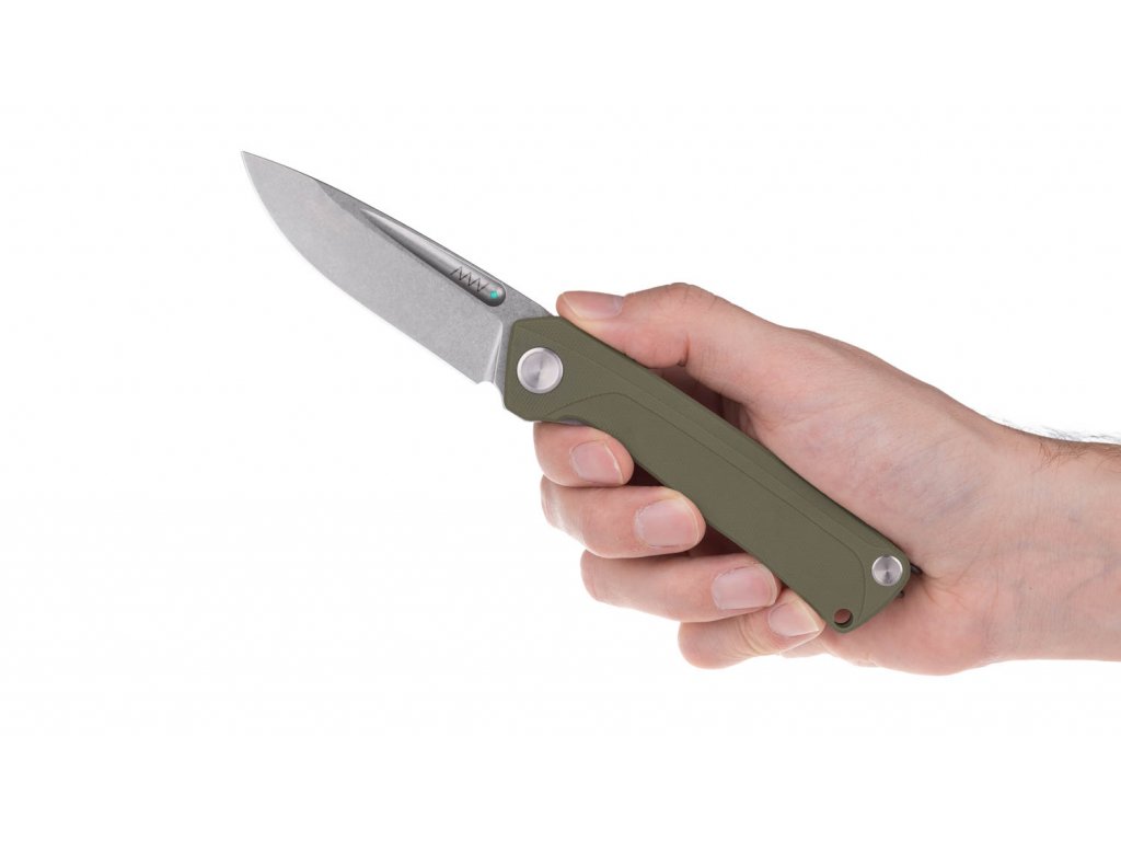 ANV Knives, Z200, Stonewashed, G-10 Olive Green Handle, Linerlock